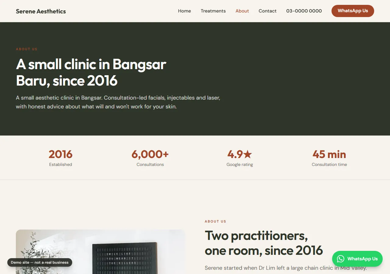 Serene Aesthetics — about page