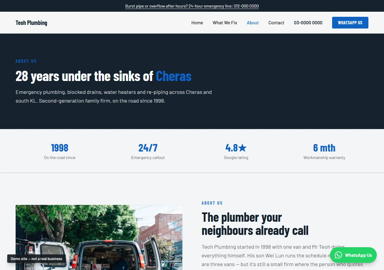 Teoh Plumbing — about page