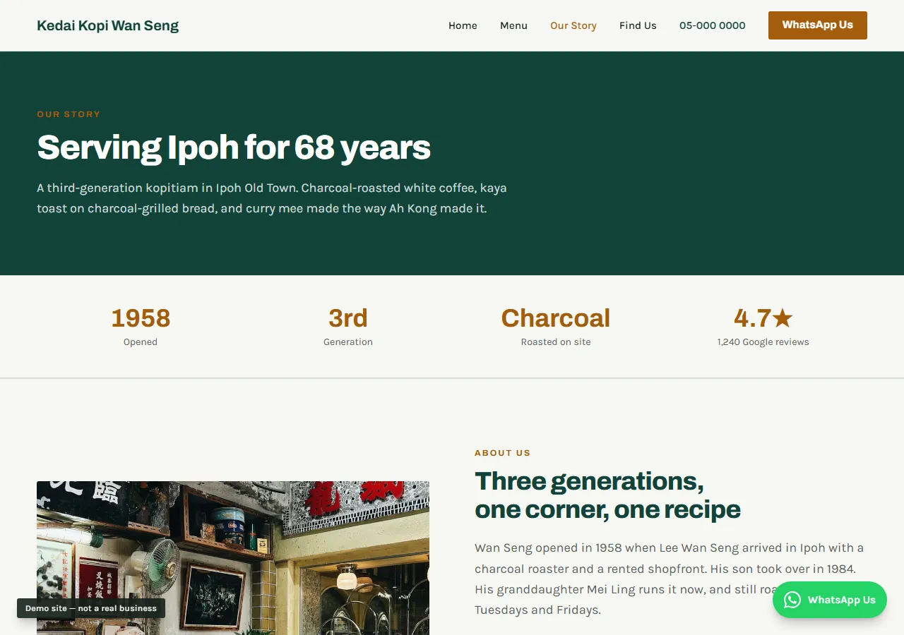 Kedai Kopi Wan Seng — about page